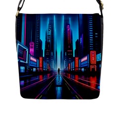 City People Cyberpunk Flap Closure Messenger Bag (l) by Jancukart