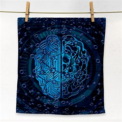 Artificial Intelligence Network Blue Art Face Towel by Semog4