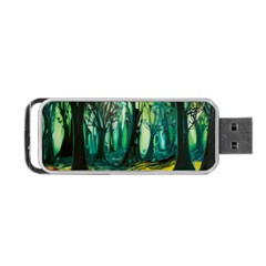Ai Generated Trees Forest Mystical Forest Nature Art Portable Usb Flash (two Sides) by Ravend