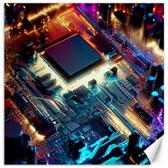 Ai Generated Motherboard City Technology Tech Cpu Canvas 12  X 12  by Jancukart