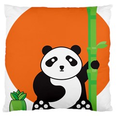 Panda Animal Orange Sun Nature Large Cushion Case (two Sides) by Semog4