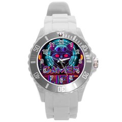 Gamer Life Round Plastic Sport Watch (l) by minxprints