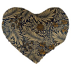 Brown Vintage Background Vintage Floral Pattern Brown Large 19  Premium Flano Heart Shape Cushions by Semog4