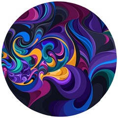 Colorful Waves Abstract Waves Curves Art Abstract Material Material Design Wooden Puzzle Round by Semog4