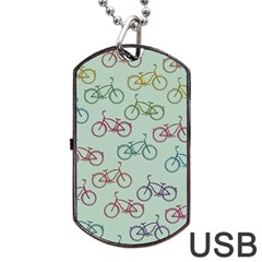 Bicycle Bikes Pattern Ride Wheel Cycle Icon Dog Tag Usb Flash (one Side) by Jancukart