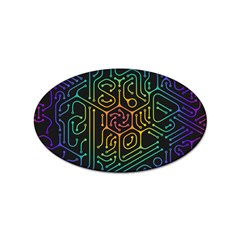 Circuit Hexagonal Geometric Pattern Background Pattern Sticker Oval (100 Pack) by Jancukart