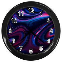 Purple Blue Swirl Abstract Wall Clock (black) by Jancukart