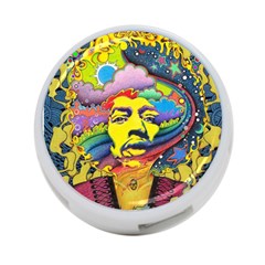 Psychedelic Rock Jimi Hendrix 4-port Usb Hub (one Side) by Semog4
