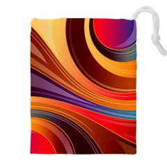 Abstract Colorful Background Wavy Drawstring Pouch (5xl) by Semog4