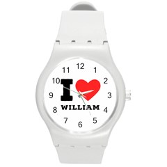 I Love William Round Plastic Sport Watch (m) by ilovewhateva