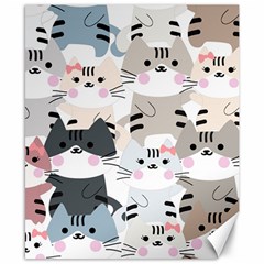 Cute Cat Couple Seamless Pattern Cartoon Canvas 8  X 10  by Semog4