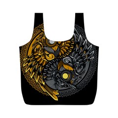 Yin Yang Owl Doodle Ornament Illustration Full Print Recycle Bag (m) by Semog4