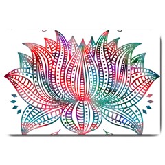 Lotus Feathers Boho Watercolor Large Doormat by Salman4z