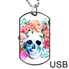 Day Of The Dead Skull Art Dog Tag Usb Flash (one Side) by Salman4z