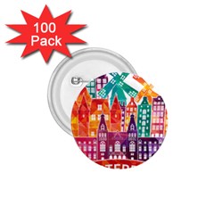 Vector Graphics Amsterdam Silhouette 1 75  Buttons (100 Pack)  by Salman4z
