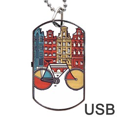 Amsterdam Graphic Design Poster Illustration Dog Tag Usb Flash (two Sides) by Salman4z