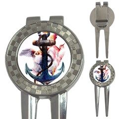 Anchor Watercolor Painting Tattoo Art Anchors And Birds 3-in-1 Golf Divots by Salman4z