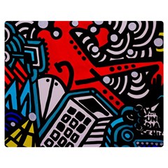 Multicolored Doodle Art Street Art Two Sides Premium Plush Fleece Blanket (medium) by Salman4z