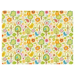 Nature Doodle Art Trees Birds Owl Children Pattern Multi Colored Two Sides Premium Plush Fleece Blanket (extra Small) by Salman4z