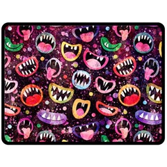 Funny Monster Mouths Fleece Blanket (large) by Salman4z
