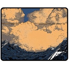 Waves Aesthetic Ocean Retro Sea Vintage Fleece Blanket (medium) by Salman4z