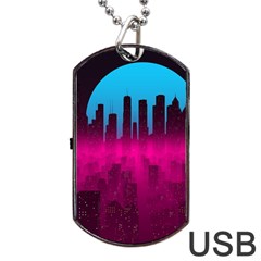 Futuristic Cityscape Dog Tag Usb Flash (one Side) by Salman4z