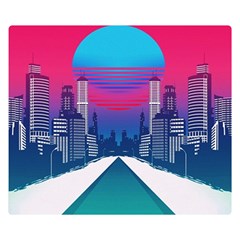 Retro Cityscape Artist Artwork Digital Art Premium Plush Fleece Blanket (small) by Salman4z