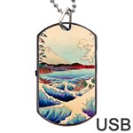 Wave Japanese Mount Fuji Woodblock Print Ocean Dog Tag USB Flash (Two Sides) Back