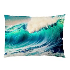Tsunami Waves Ocean Sea Nautical Nature Water Art Ai Generated Pillow Case (two Sides) by Jancukart