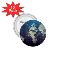 Vintage World Map Illustration Artwork Water Drop Digital Art Arts 1 75  Buttons (10 Pack) by Sudheng