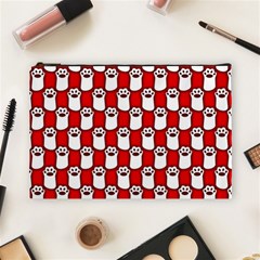 Red And White Cat Paws Cosmetic Bag (large) by ConteMonfrey