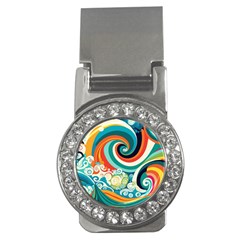 Waves Ocean Sea Abstract Whimsical Abstract Art 2 Money Clips (cz)  by Wegoenart