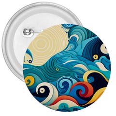 Waves Ocean Sea Abstract Whimsical Abstract Art 5 3  Buttons by Wegoenart