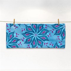 Flower Template Mandala Nature Blue Sketch Drawing Hand Towel by Uceng