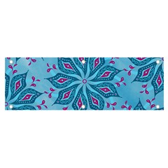 Flower Template Mandala Nature Blue Sketch Drawing Banner And Sign 6  X 2  by Uceng