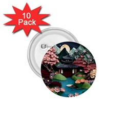 Japanese Garden Flowers Landscape 1 75  Buttons (10 Pack) by danenraven