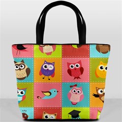 Owls Pattern Abstract Art Vector Cartoon Bucket Bag by Salman4z