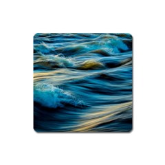 Waves Wave Water Blue Sea Ocean Abstract Square Magnet by Salman4z