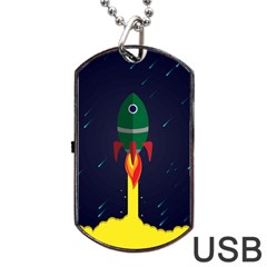 Rocket Halftone Astrology Astronaut Dog Tag Usb Flash (one Side) by Salman4z