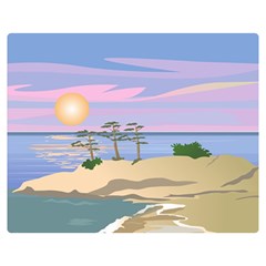 Vacation Island Sunset Sunrise Premium Plush Fleece Blanket (medium) by Salman4z