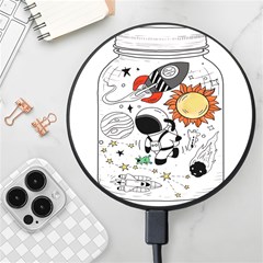 Astronaut Drawing Planet Wireless Fast Charger(black) by Salman4z