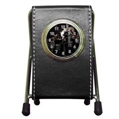 City Night Moon Skyline Skyscraper Pen Holder Desk Clock by Salman4z