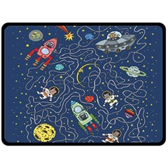 Cat Cosmos Cosmonaut Rocket Fleece Blanket (large) by Salman4z