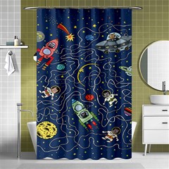 Cat Cosmos Cosmonaut Rocket Shower Curtain 48  X 72  (small)  by Salman4z