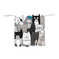 Cute Cat Hand Drawn Cartoon Style Lightweight Drawstring Pouch (l) by Salman4z