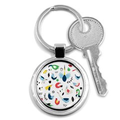 Vector Set Isolates With Cute Birds Scandinavian Style Key Chain (round) by Salman4z