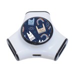 Colorful Cute Cat Seamless Pattern 3-Port USB Hub Front