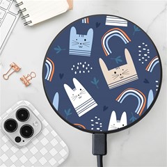 Colorful Cute Cat Seamless Pattern Wireless Fast Charger(black) by Salman4z