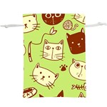 Cute Hand Drawn Cat Seamless Pattern Lightweight Drawstring Pouch (XL) Front