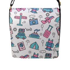 Transportation Seamless Pattern Flap Closure Messenger Bag (l) by Salman4z